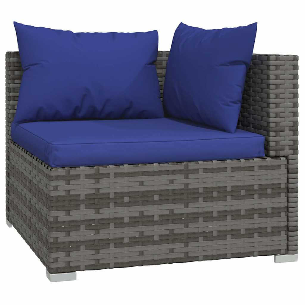5 Piece Garden Lounge Set with Cushions Poly Rattan