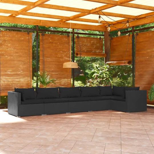 6 Piece Poly Rattan Garden Lounge Set with cushions modern outdoor furniture for Dubai homes and hotels