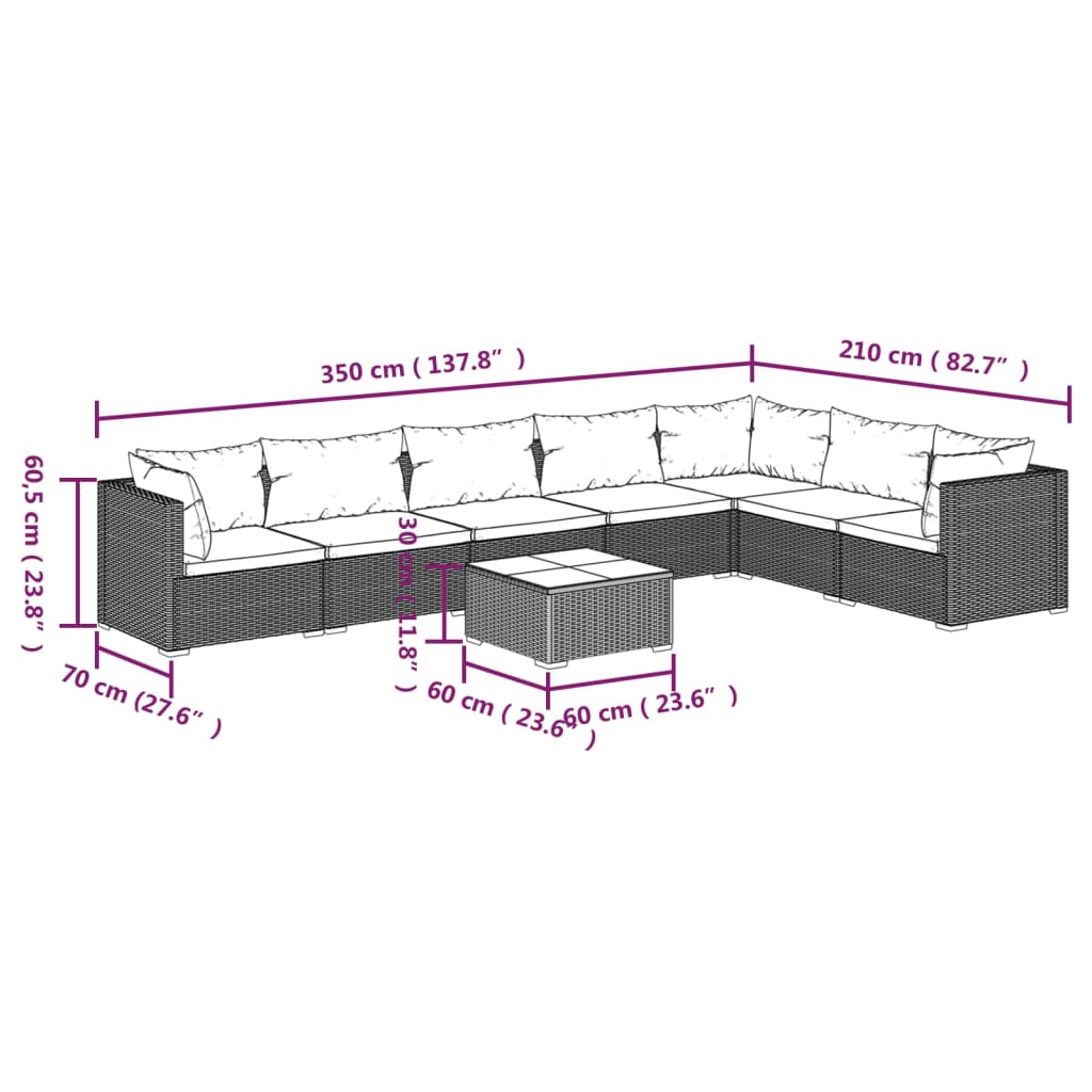 8 Piece Garden Lounge Set with Cushions Poly Rattan , Furniture -> Outdoor Furniture -> Outdoor Furniture Sets , Chairs -,Decor -,Durable,eligant,Furniture -,Home & Garden -,Home Decor,Modern Design,new-305021,Outdoor Chairs,Outdoor Furniture -,Outdoor Fu