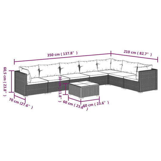 8 Piece Garden Lounge Set with Cushions Poly Rattan , Furniture -> Outdoor Furniture -> Outdoor Furniture Sets , Chairs -,Decor -,Durable,eligant,Furniture -,Home & Garden -,Home Decor,Modern Design,new-305021,Outdoor Chairs,Outdoor Furniture -,Outdoor Fu