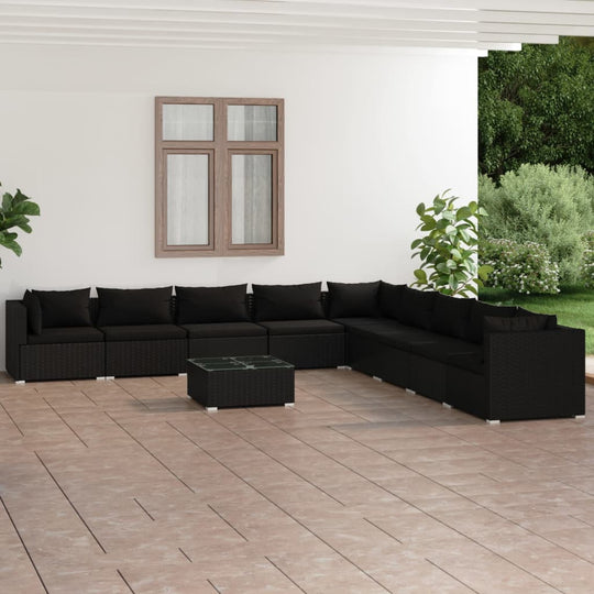 Garden Lounge 10 Piece Set with Cushions Poly Rattan