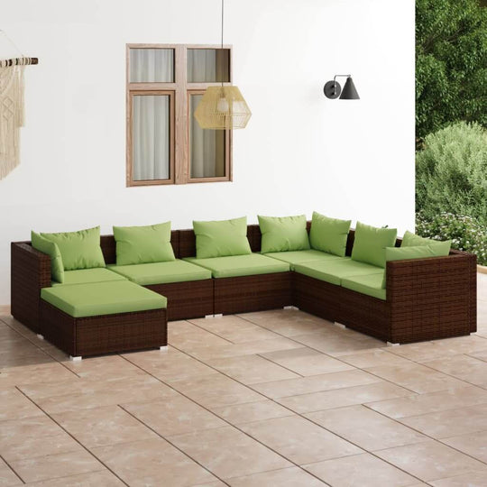 VidaXL 8 Piece Garden Lounge Set with Cushions Poly Rattan3101836