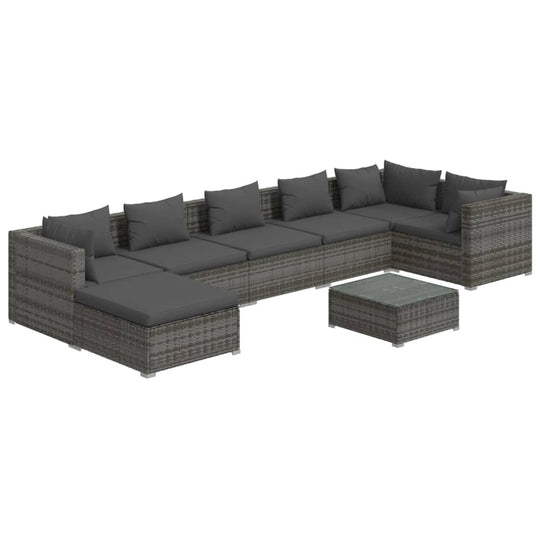 8 Piece Garden Lounge Set with Cushions Poly Rattan in modular design for outdoor use