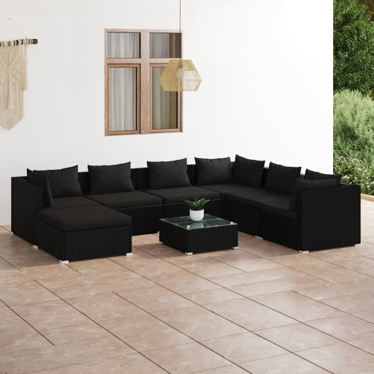 8 Piece Garden Lounge Set with Cushions Poly Rattan , Furniture -> Outdoor Furniture -> Outdoor Furniture Sets , black,Chairs -,Durable,eligant,Furniture -,garden decor,Home & Garden -,Home Decor,Modern Design,new-305021,Outdoor Furniture -,Outdoor Furnit