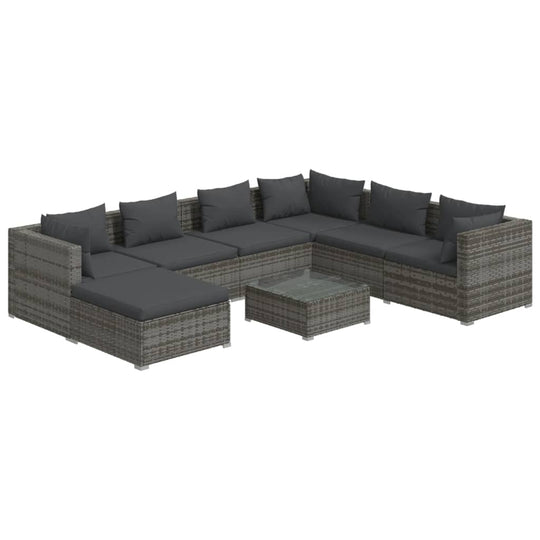 8 Piece Garden Lounge Set with Cushions Poly Rattan in modular arrangement