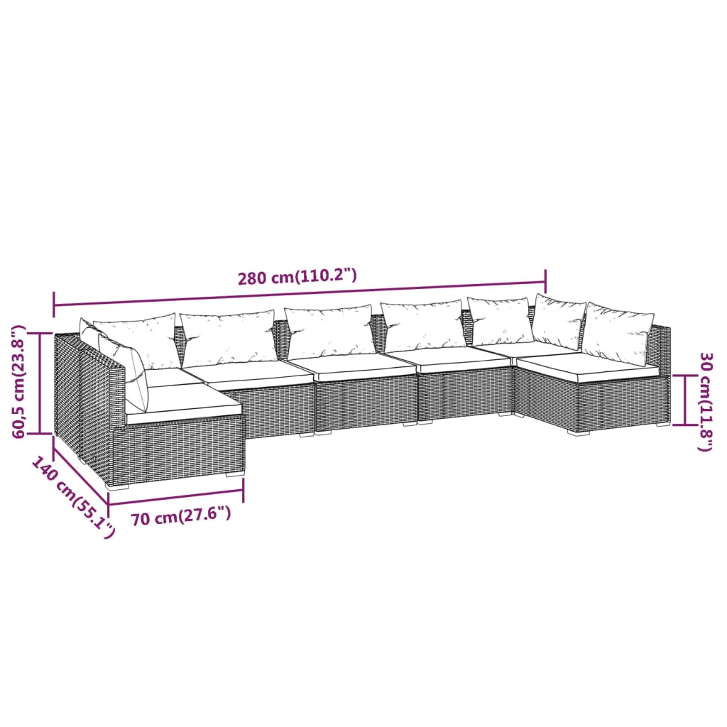 7 Piece Garden Lounge Set with Cushions Poly Rattan , Furniture -> Outdoor Furniture -> Outdoor Furniture Sets , Chairs -,Durable,eligant,Furniture -,Home & Garden -,Home Decor,Modern Design,new-305021,Outdoor Furniture -,Outdoor Furniture Sets,Outdoor Se