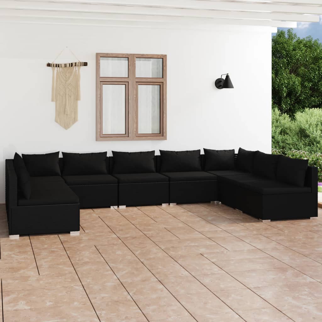 8 Piece Garden Lounge Set with Cushions Poly Rattan , Furniture -> Outdoor Furniture -> Outdoor Furniture Sets , black,Chairs -,Durable,eligant,Furniture -,garden decor,Home & Garden -,Home Decor,Modern Design,new-305021,Outdoor Furniture -,Outdoor Furnit