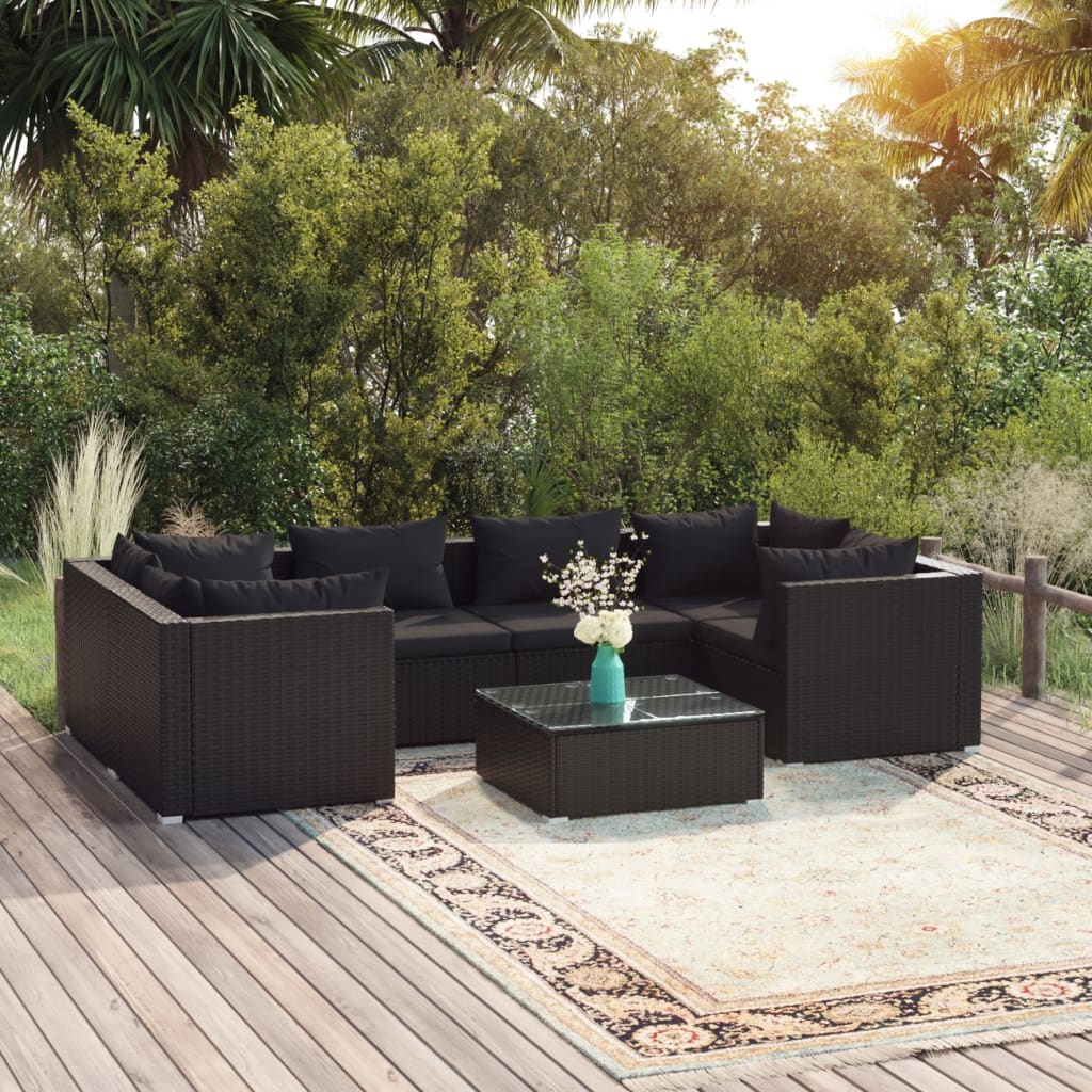 8 Piece Garden Lounge Set with Cushions Poly Rattan , Furniture -> Outdoor Furniture -> Outdoor Furniture Sets , black,Chairs -,Durable,eligant,Furniture -,garden decor,Home & Garden -,Home Decor,Modern Design,new-305021,Outdoor Furniture -,Outdoor Furnit