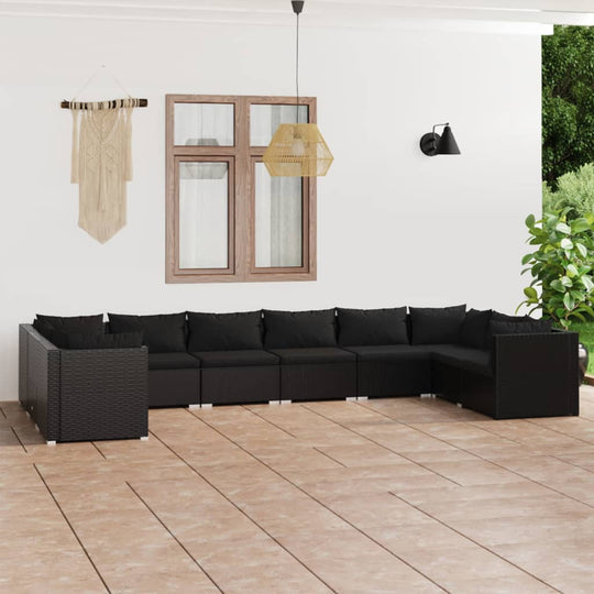 8 Piece Garden Lounge Set with Cushions Poly Rattan , Furniture -> Outdoor Furniture -> Outdoor Furniture Sets , black,Chairs -,Durable,eligant,Furniture -,garden decor,Home & Garden -,Home Decor,Modern Design,new-305021,Outdoor Furniture -,Outdoor Furnit