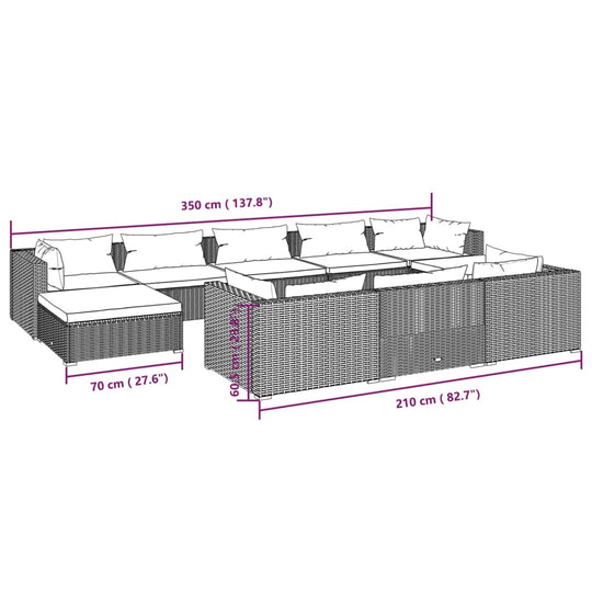 10 Piece Garden Lounge Set with Cushions Poly Rattan , Furniture -> Outdoor Furniture -> Outdoor Furniture Sets , 10 piece Set,Durable,eligant,Furniture -,Home & Garden -,Modern Design,new-305021,Outdoor Furniture -,Outdoor Furniture Sets,Outdoor Seating