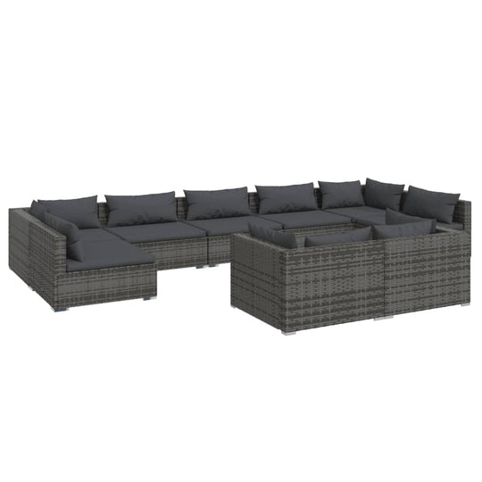 9 Piece Garden Lounge Set with Cushions  Poly Rattan