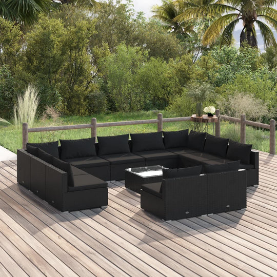 12 Piece Garden Lounge Set with Cushions Poly Rattan , Furniture -> Outdoor Furniture -> Outdoor Furniture Sets , black,Decor -,Durable,eligant,Furniture -,Home & Garden -,Home Decor,Modern Design,new-305021,Outdoor Chairs,Outdoor Furniture -,Outdoor Furn