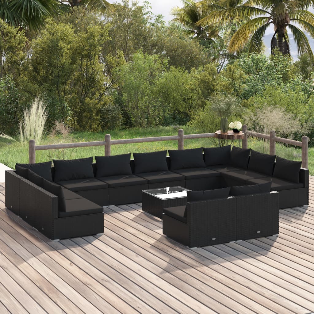 13 Piece Garden Lounge Set with Cushions Poly Rattan , Furniture -> Outdoor Furniture -> Outdoor Furniture Sets , black,Decor -,Durable,eligant,Furniture -,Home & Garden -,Home Decor,Modern Design,new-305021,Outdoor Furniture -,Outdoor Furniture Sets,Outd