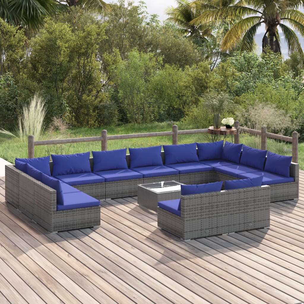 13 Piece Garden Lounge Set with Cushions Poly Rattan , Furniture -> Outdoor Furniture -> Outdoor Furniture Sets , black,Decor -,Durable,eligant,Furniture -,Home & Garden -,Home Decor,Modern Design,new-305021,Outdoor Furniture -,Outdoor Furniture Sets,Outd