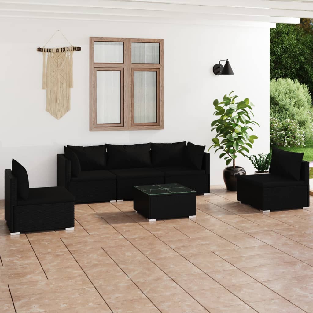 6 Piece Garden Lounge Set with Cushions Poly Rattan , Furniture -> Outdoor Furniture -> Outdoor Furniture Sets , Chairs -,Durable,eligant,Furniture -,Home & Garden -,Home Decor,Modern Design,new-305021,Outdoor Furniture -,Outdoor Furniture Sets,Outdoor Se