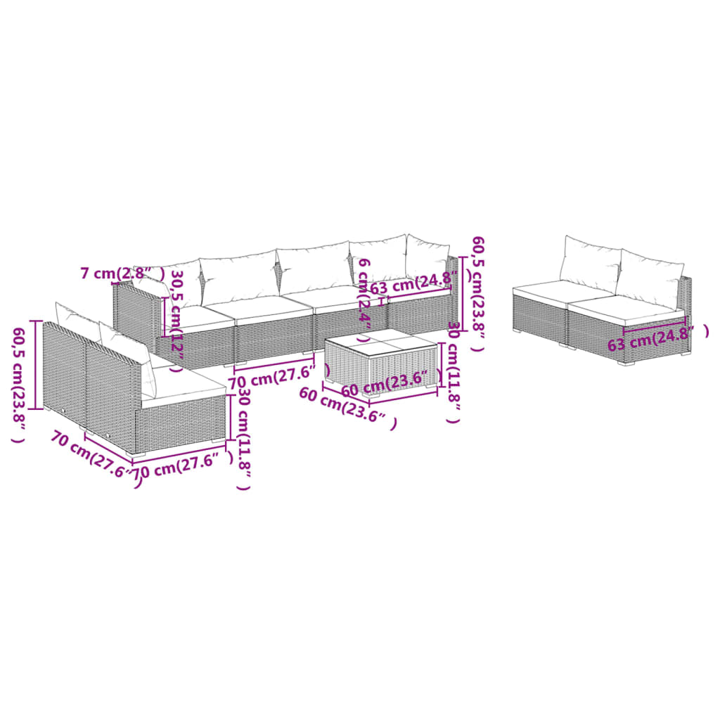 6 Piece Garden Lounge Set with Cushions Poly Rattan , Furniture -> Outdoor Furniture -> Outdoor Furniture Sets , Chairs -,Durable,eligant,Furniture -,Home & Garden -,Home Decor,Modern Design,new-305021,Outdoor Furniture -,Outdoor Furniture Sets,Outdoor Se