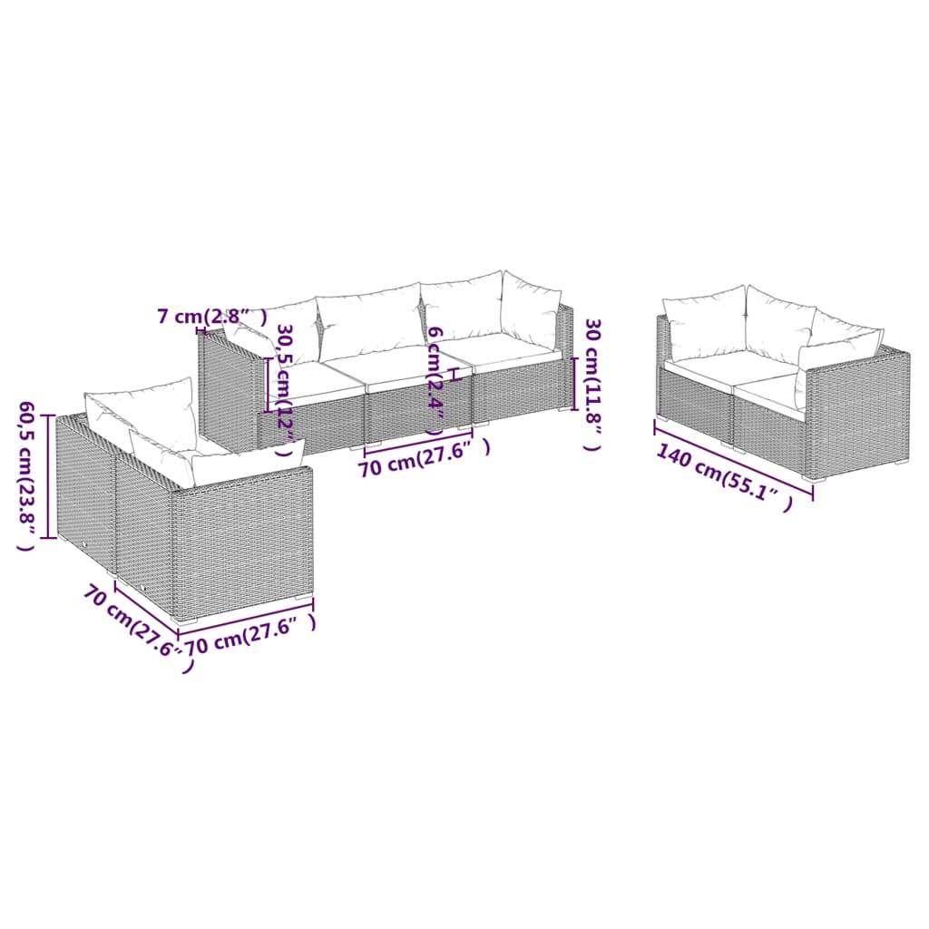 6 Piece Garden Lounge Set with Cushions Poly Rattan , Furniture -> Outdoor Furniture -> Outdoor Furniture Sets , Chairs -,Durable,eligant,Furniture -,Home & Garden -,Home Decor,Modern Design,new-305021,Outdoor Furniture -,Outdoor Furniture Sets,Outdoor Se