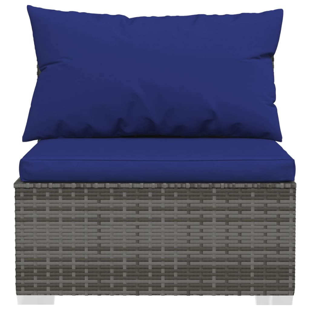 Poly rattan chair with blue cushions from 7 Piece Garden Lounge Set with Cushions Poly Rattan