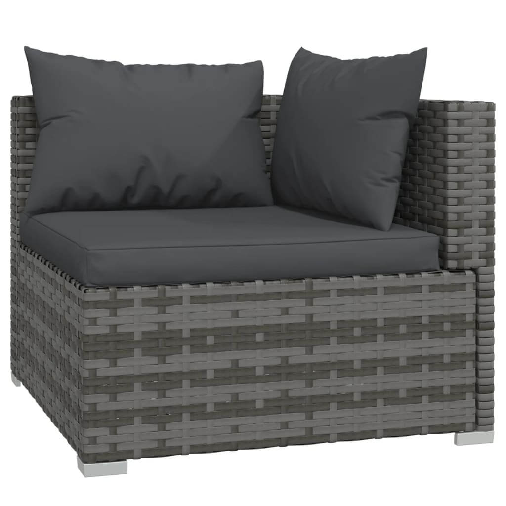 8 Piece Garden Lounge Set with Cushions Poly Rattan corner module in grey