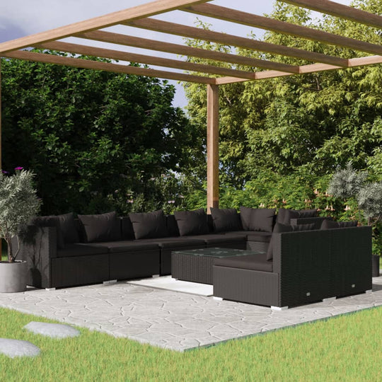 9 Piece Garden Lounge Set with Cushions Poly Rattan , Furniture -> Outdoor Furniture -> Outdoor Furniture Sets , black,Chairs -,Decor -,Durable,eligant,Furniture -,Home & Garden -,Home Decor,Modern Design,new-305021,Outdoor Chairs,Outdoor Furniture -,Outd