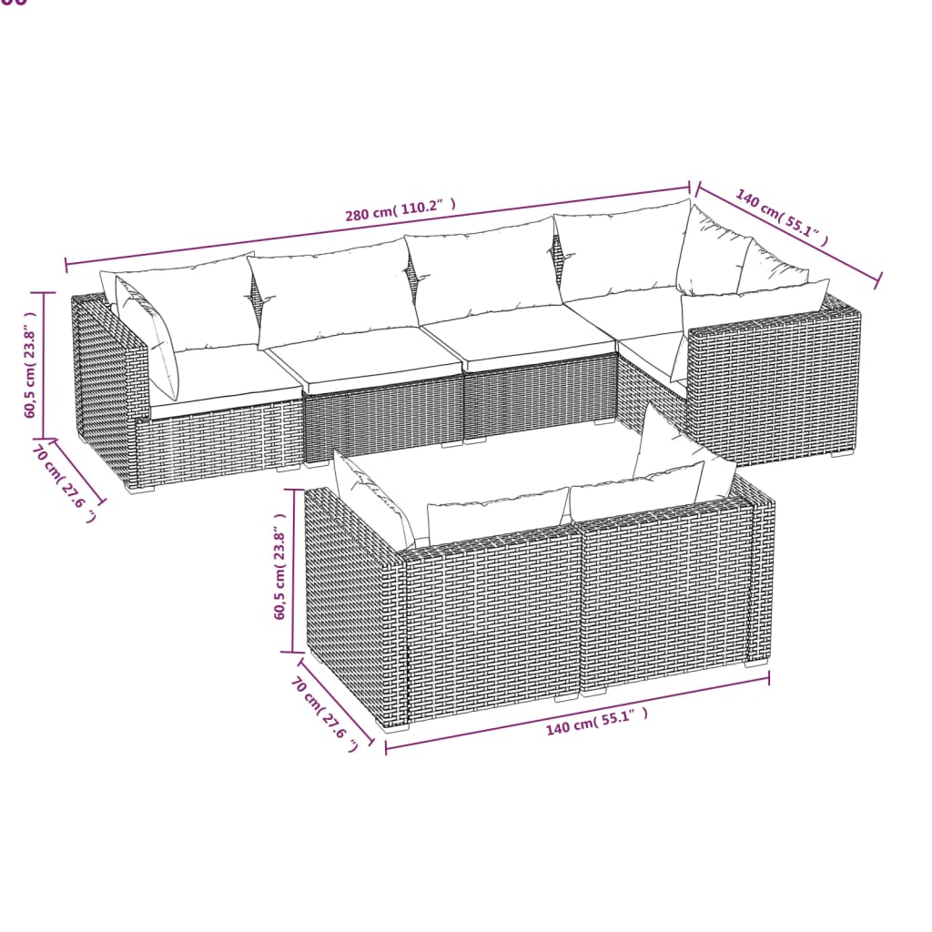 7 Piece Garden Lounge Set with Cushions Poly Rattan , Furniture -> Outdoor Furniture -> Outdoor Furniture Sets , Chairs -,Durable,eligant,Furniture -,Home & Garden -,Home Decor,Modern Design,new-305021,Outdoor Furniture -,Outdoor Furniture Sets,Outdoor Se