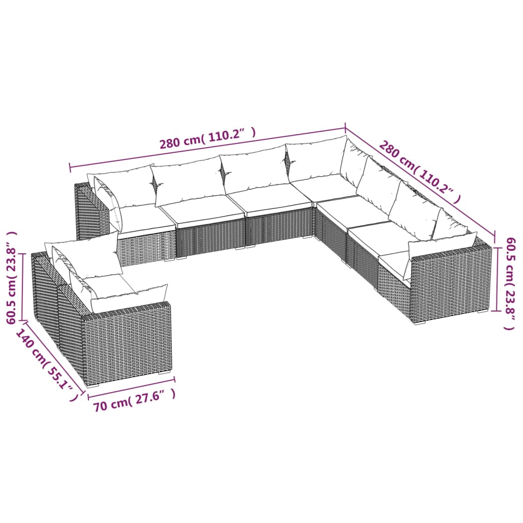 7 Piece Garden Lounge Set with Cushions Poly Rattan , Furniture -> Outdoor Furniture -> Outdoor Furniture Sets , Chairs -,Durable,eligant,Furniture -,Home & Garden -,Home Decor,Modern Design,new-305021,Outdoor Furniture -,Outdoor Furniture Sets,Outdoor Se