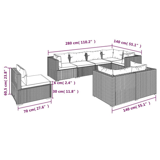 7 Piece Garden Lounge Set with Cushions Poly Rattan , Furniture -> Outdoor Furniture -> Outdoor Furniture Sets , Chairs -,Durable,eligant,Furniture -,Home & Garden -,Home Decor,Modern Design,new-305021,Outdoor Furniture -,Outdoor Furniture Sets,Outdoor Se