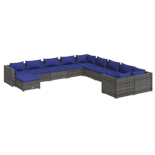 11 Piece Garden Lounge Set with Cushions Poly Rattan