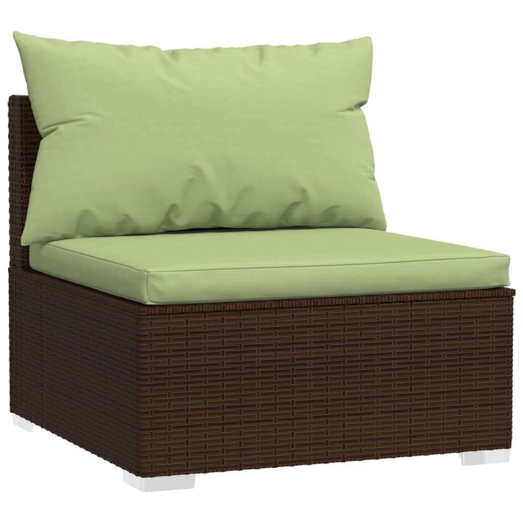 9 Piece Garden Lounge Set with Cushions Poly Rattan Brown