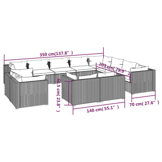 12 Piece Garden Lounge Set with Cushions Poly Rattan , Furniture -> Outdoor Furniture -> Outdoor Furniture Sets , Decor -,Durable,eligant,Furniture -,Home & Garden -,Home Decor,Modern Design,new-305021,Outdoor Chairs,Outdoor Furniture -,Outdoor Furniture