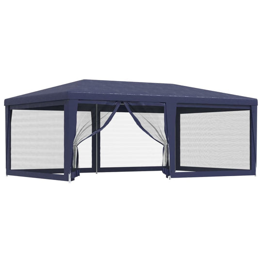 Party Tent with 6 Mesh Sidewalls  6x4 m HDPE featuring clear mesh panels and a heavy-duty design.