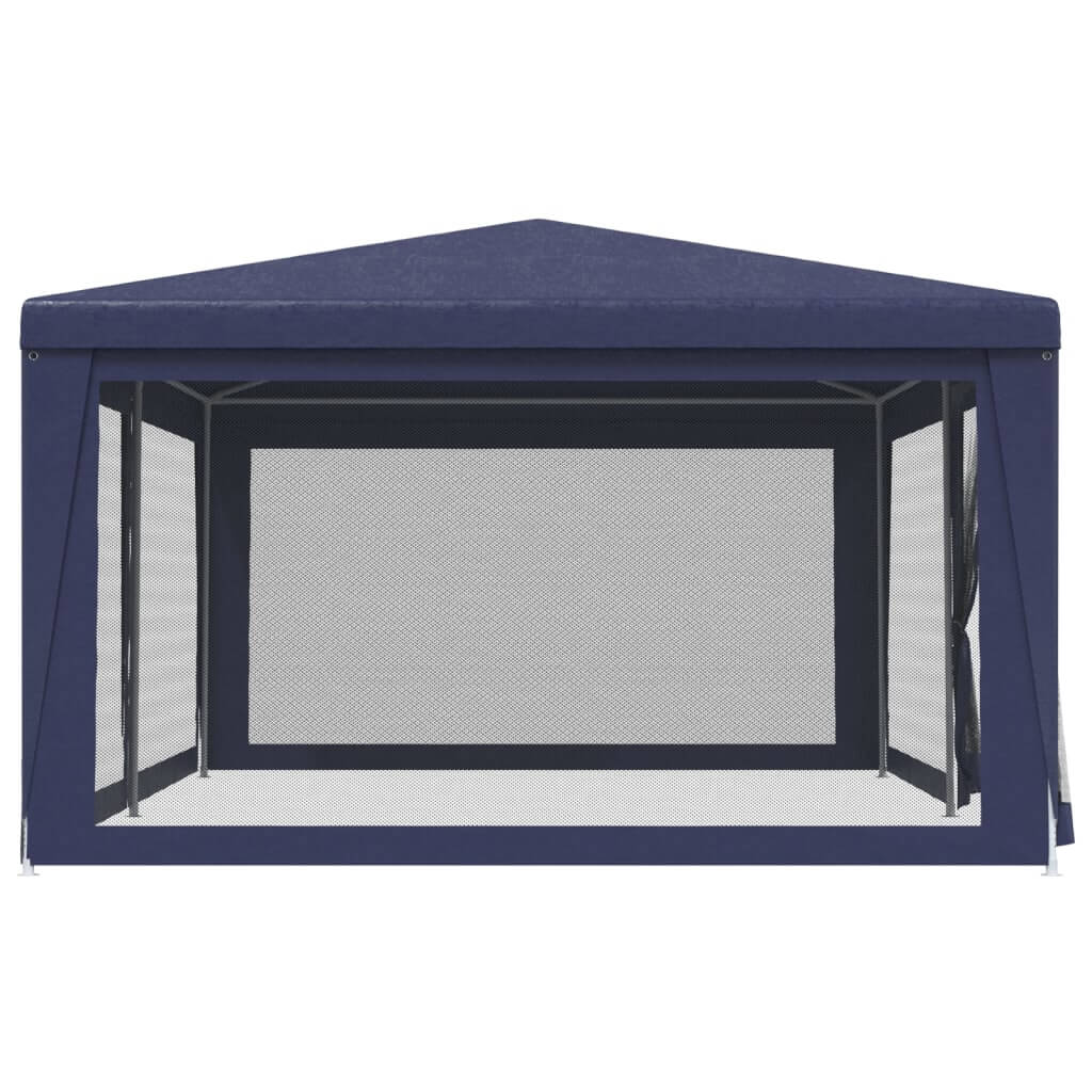 Party Tent with 6 Mesh Sidewalls  6x4 m HDPE in navy blue, featuring six mesh sidewalls and a sturdy design.