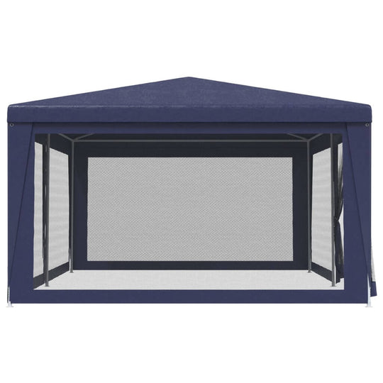 Party Tent with 6 Mesh Sidewalls  6x4 m HDPE in navy blue, featuring six mesh sidewalls and a sturdy design.