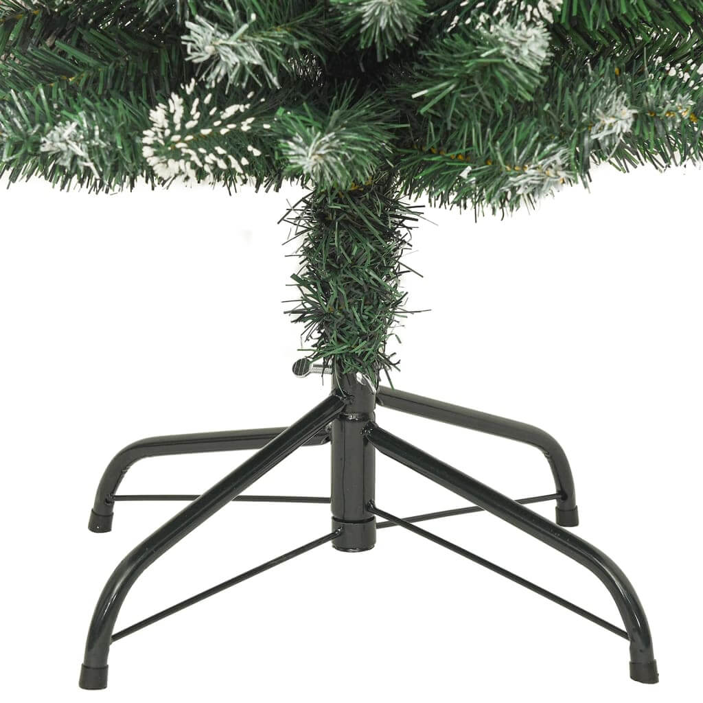 Artificial Slim Christmas Tree with Stand PVC showing sturdy black metal stand and green branches.