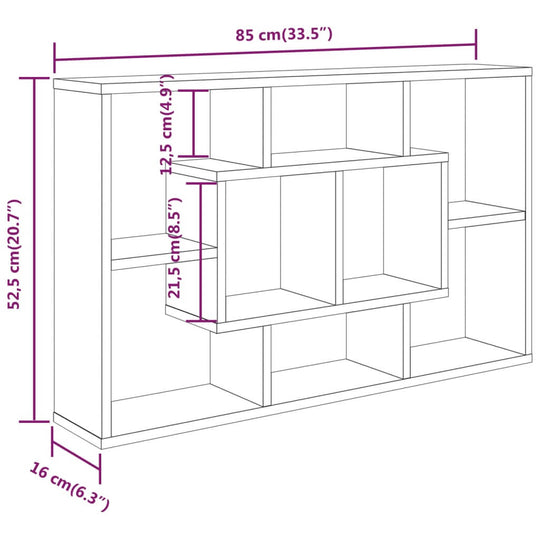 Wall Shelf White 85x16x52.5 cm Engineered Wood