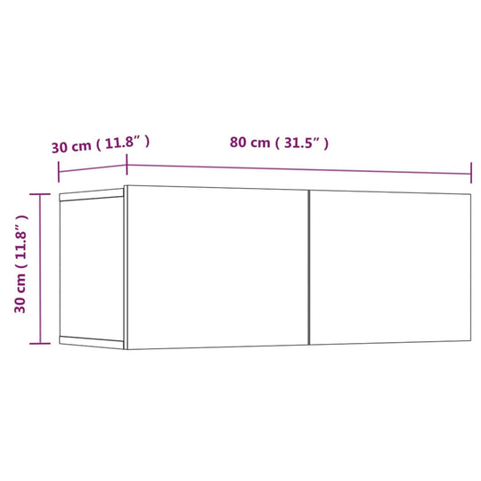 TV Cabinets 2 pcs Black 80x30x30 cm Engineered Wood