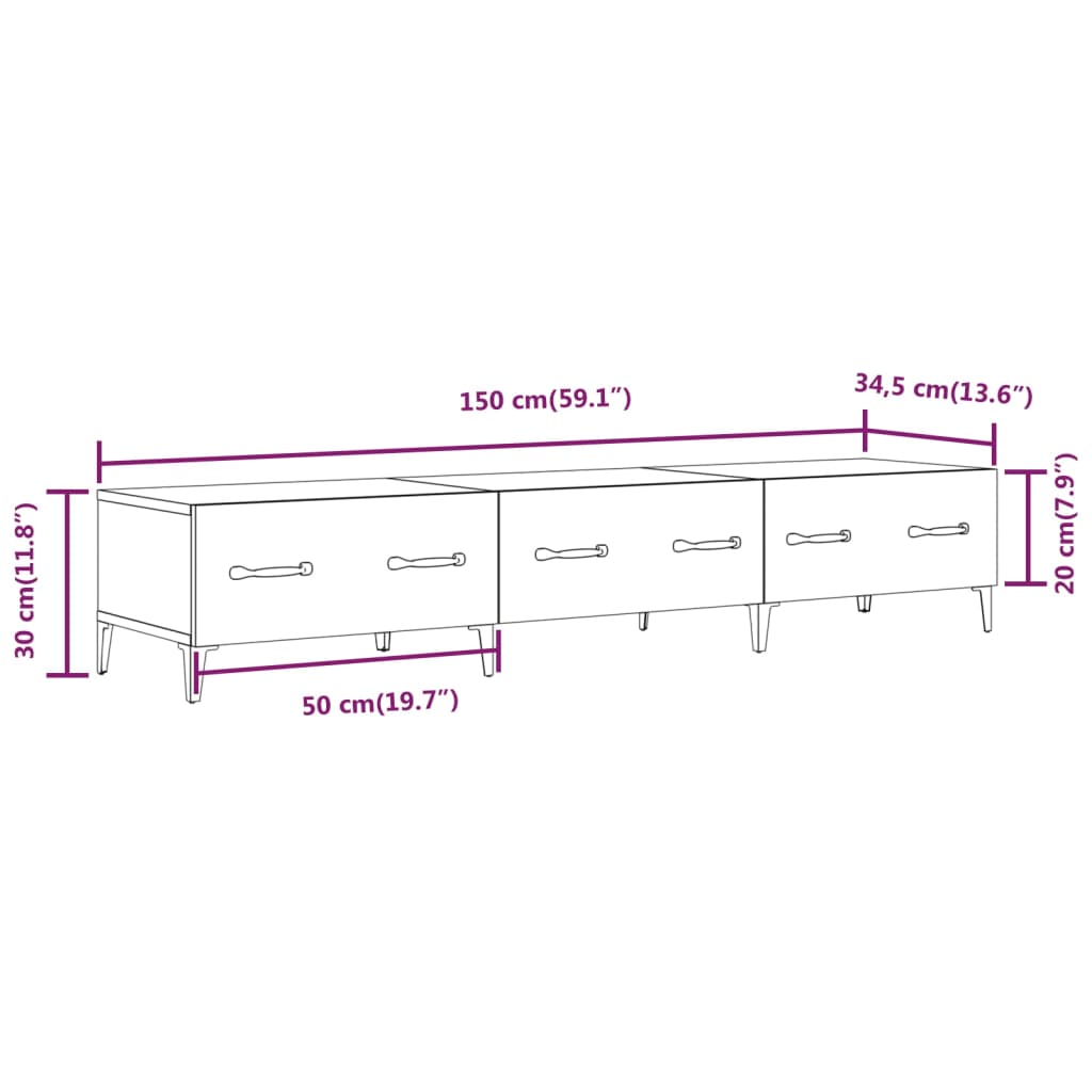 TV Cabinet White 150x34,5x30 cm Engineered Wood