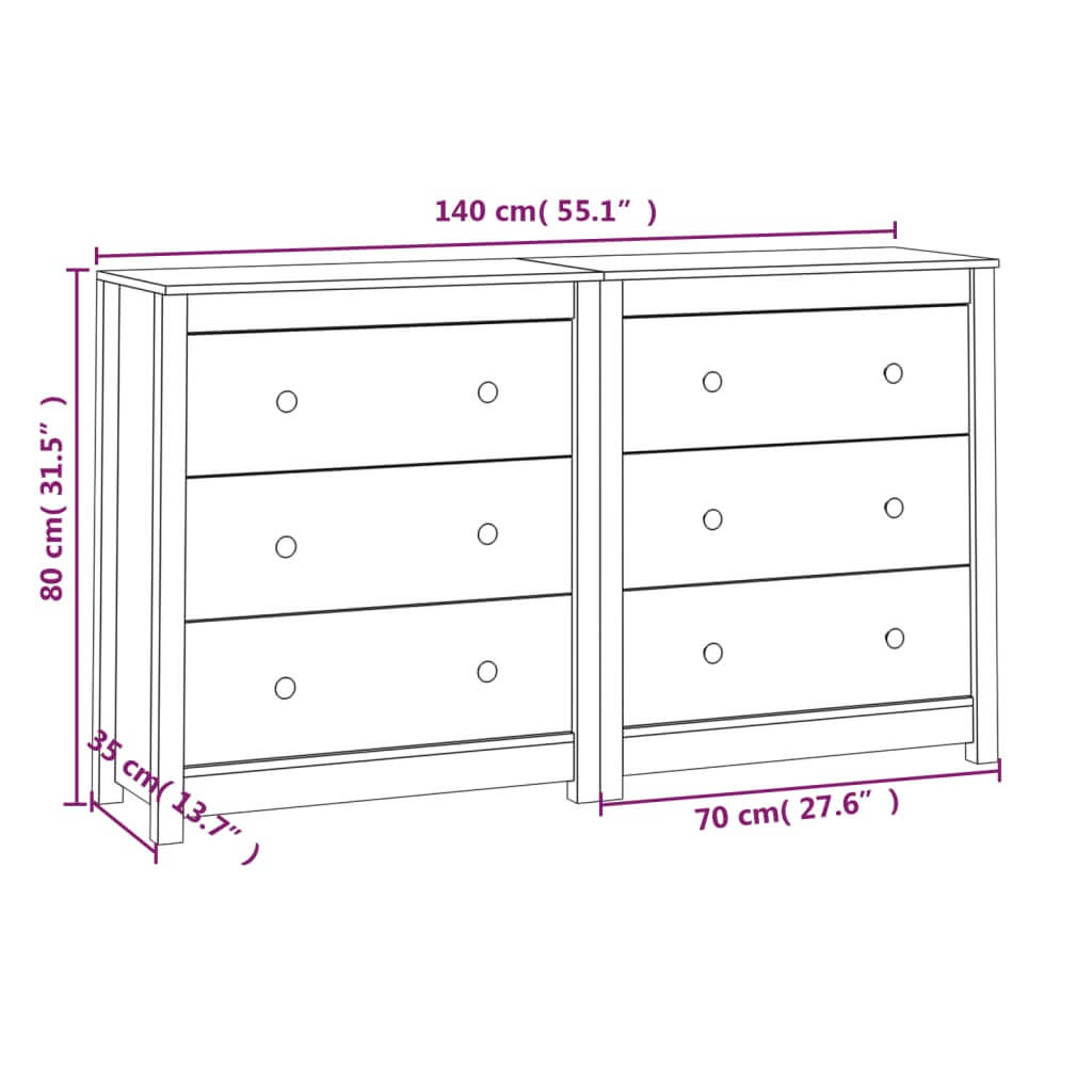 Dimensions of a sideboard, 140x35x80 cm, featuring four drawers, designed for practical storage and elegant living room decor.