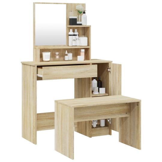 Dressing Table Set Sonoma Oak 86.5x35x136 cm