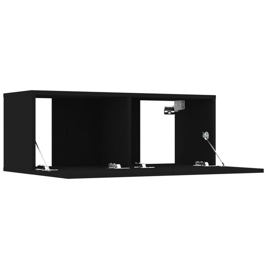 7 Piece TV Cabinet Set Black Engineered Wood