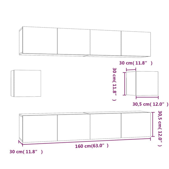 4 Piece TV Cabinet Set Engineered Wood , Furniture -> Entertainment Centers & TV Stands , Durable,eligant,Entertainment Centers & TV Stands,Furniture -,Home & Garden -,Modern Design,new-305021