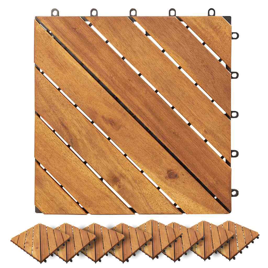 Decking Tiles 20 pcs 30x30 cm Solid Wood Acacia with stylish and easy-to-install design for patios and garden paths.