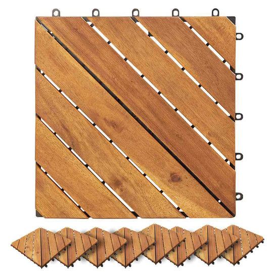 Decking Tiles 20 pcs 30x30 cm Solid Wood Acacia with stylish and easy-to-install design for patios and garden paths.