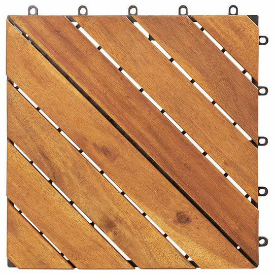 Decking Tiles 20 pcs 30x30 cm Solid Wood Acacia featuring a sleek, modern design suitable for patios and garden paths.