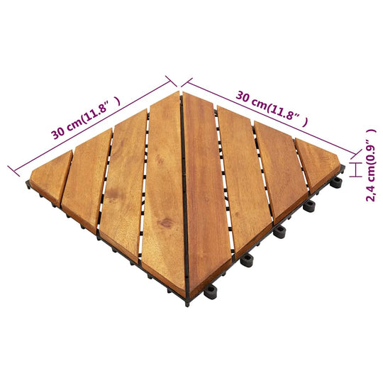 Decking Tiles 20 pcs 30x30 cm Solid Wood Acacia showing dimensions and stylish design