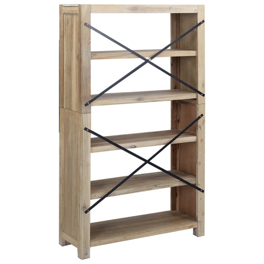 5-Tier Bookcase 80x30x140 cm Solid Wood Acacia with rustic charm and durable brushed finish