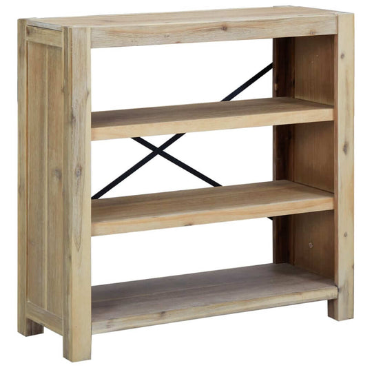 3-Tier Bookcase 80x30x80 cm Solid Wood Acacia with rustic design and durable brushed finish, ideal for organizing books and decor.