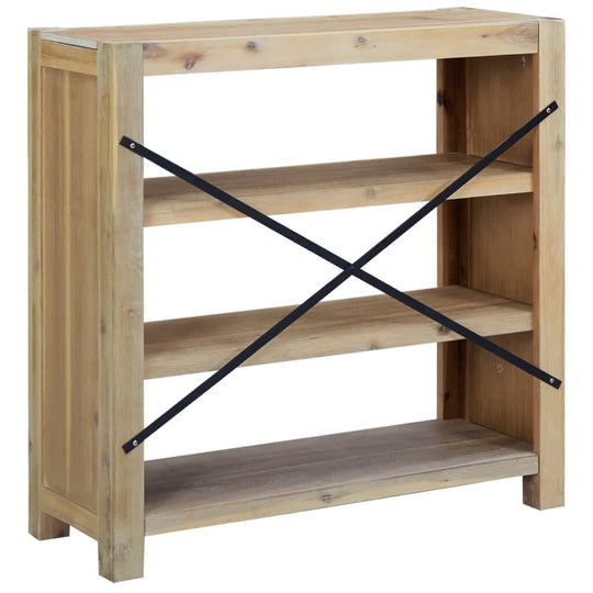 3-Tier Bookcase 80x30x80 cm Solid Wood Acacia with rustic charm, durable acacia and MDF construction, brushed finish, and traditional style.