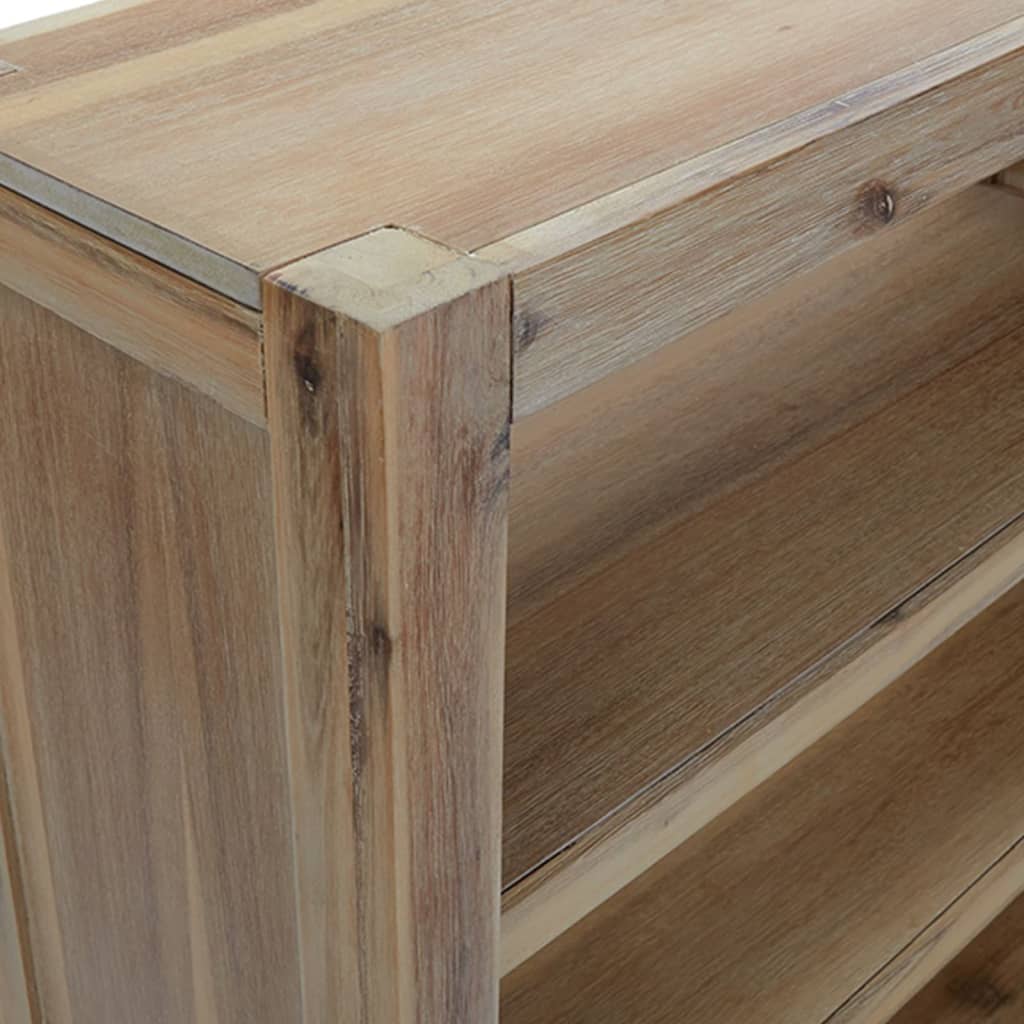 Close-up of 3-Tier Bookcase 80x30x80 cm Solid Wood Acacia with rustic brushed finish