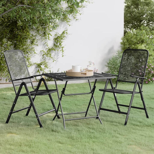 Adjustable backrest chairs with weather-resistant e-coating finish in modern outdoor dining set